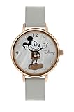 Disney Mickey Mouse DM809C Damen-Armbanduhr, rotgoldenes Gehäuse, Graues Armband