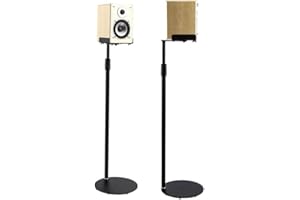 IBVIVIC Lot de 2 supports de haut-parleurs réglables en hauteur, pour enceintes satellites, surround, charge de 6 kg chacune, extensibles de 75 cm à 140 cm, noir