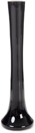 30cm Glass Vase With Stylish Round Base - Choose Black, Green, White, Lilac, Blue Or Brown (Black)