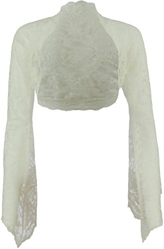 Ivory Lace Long Bell Sleeve Bolero Shrug Size 20