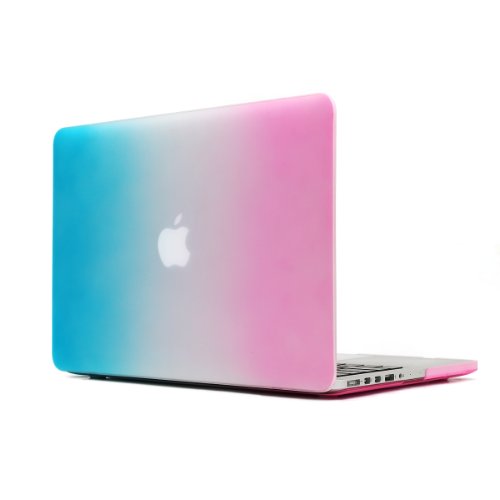 i-Buy Matte Gummierte Harte Schutzhülle Hülle für Apple Macbook Pro 13.3 Zoll mit Retina Display + Schutzfolie + Silikon Tastaturschutz + Anti-Staub-Stecker – Regenbogen - 3