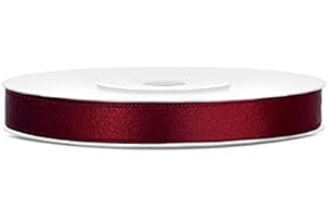 JAOW Ruban Satin Polyester Noeud et Emballage Cadeau 6/12/25/38/50/100mm x 25m (Taille 6mm x 25m - Couleur Bordeaux)