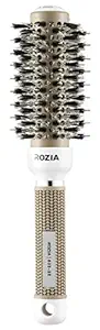 Rozia Pro Hair Combs for Women Round Brush for Blow Drying with Natural Boar Bristle, Professional Round Hair Brush Hair Styling, Drying, Healthy Hair and Add Volume (32 mm, 1.7)(Grey)