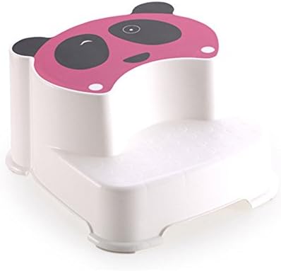 Lovely Panda Pattern Baby Kids Double Step Stools | Foot Stools for Boys and Girls Bathroom Toilet Training | Anti-Slip Childs Foot Stool (Pink)