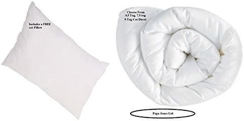 Cot Bed Duvet 4.5 Tog Anti Allergy Filling- 120 x 150 cm with Cot Bed Pillow by Papa Jones Ltd. (4.5 Tog cot Duvet + Pillow)