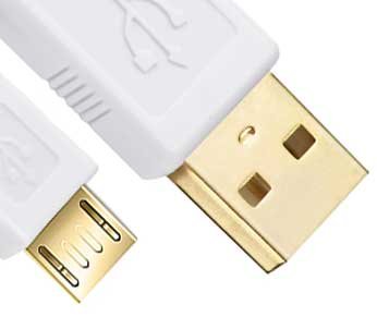Kab24® USB 2.0 Premium HighSpeed Kabel HQ weiss USB Schnelladekabel 2A Quick Charge Ferritkern und 24K vergoldet AWG 28 / 24 geeignet für Android Smartphones Samsung Galaxy Kindle HTC Nexus Huawei Sony Nokia - 3