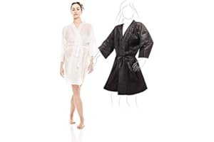 KAVAK COSMETICS Kimonos usa e getta bianco 10 pezzi + Kimono nero 10 pezzi in TNT ideale per parrucchieri, spa e balneari