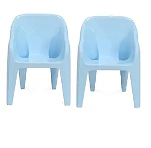 Eduway Baby Plastic Blue Chair Modern and Comfortable with Backrest for Study | Play | Desk | Kids with Arms for Home/School/Dining for 2 to 6 Years Age Plastic Chair (Blue, Pack of 2)