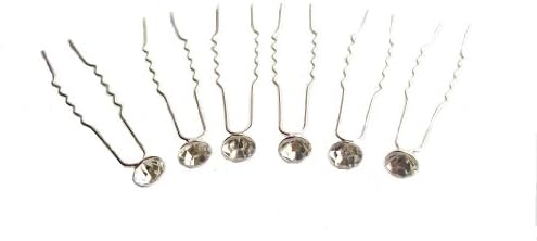 fashionjewellery4u 6 x Crystal Diamante Stone Silver Prom Bridal Wedding Bridesmaid Hair Pins Accessories