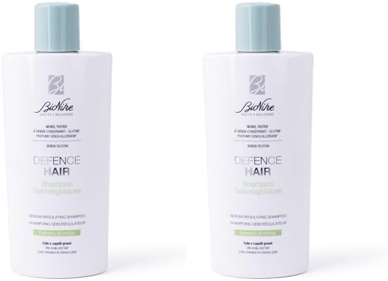 BioNike Defence Hair, Shampoo Seboregolatore per Capelli Grassi ad Azione Purificante, con Estratti di Ortica, Serenoa Serrulata e Peptide Undecilenico per Capelli più Voluminosi e Leggeri, 200 ml