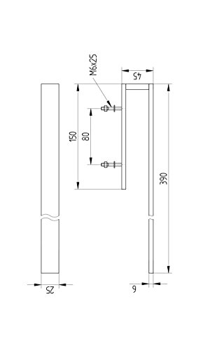 AVENARIUS Handtuchhalter eckige Form; einarmig 390 mm, Serie Univ. - 3