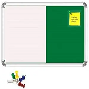 Naygt?Combination Magnetic Board whiteboard and pin up Board Home, Kids, Office and School (White,Green) 2 * 1.5ft (45cm x 60cm) Pack of 1