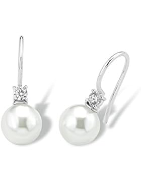amor Damen-Ohrhänger 925 Silber rhodiniert Synthetische Perle Weiß 2.3 cm - 2017175