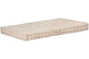 vidaXL Coussin de Plancher de Palette Coussin de Canapé Coussin de Siège Extérieur Jardin Terrasse Confortable Doux Coton 120x80x10 cm Beige