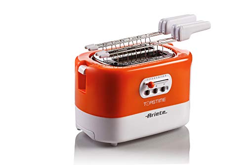 Ariete 159 Grille-pain 2 tranches avec pinces, tiroir ramasse-miettes Blanc/orange