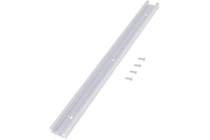 HILITAND 1 morceau 400mm T-Slot Piste en Alliage d'Aluminium T-Track avec 4pcs Auto-ruban Vis pour Scie à Table de Bois ou de Routeur (rail T)