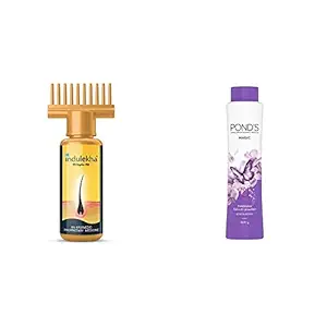 Indulekha Bhringa Hair Oil, 100ml And PONDS Magic Freshness Talcum Powder Acacia Honey, 400 g