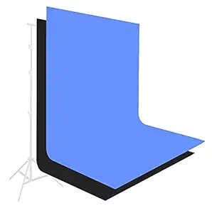 HIFFIN 8x12 ft Blue & Black Screen, Photography Backdrop Background Blue & Black Chromakey Panel for Photo Backdrop Video Studio, Muslin Background Screen for Photo Video Studio