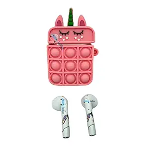 FunBlast Ear Pods with Unicorn Case ? Wireless Ear Buds with Soft Silicone Shock Proof Protective Cover Case, Wireless Headset Earphone (Pink)