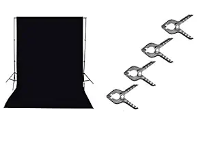 SHOPEE 8 x12 FT Black LEKERA Backdrop Photo Light Studio Photography Background with 4pcs Backdrop Support Spring Clamp 4.3