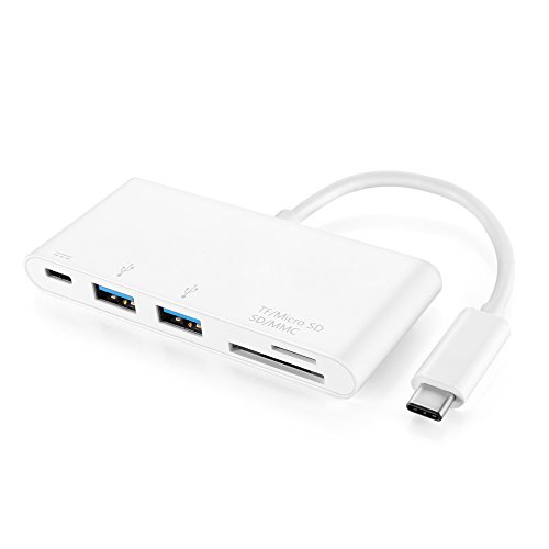 TNP USB C Micro SD/MMC/SD Card reader + USB 3.0 Typ A + USB Typ C Power Lieferung Ladegerät Port Hub Adapter – usb-c auf SuperSpeed USB, TF MicroSD & SD Memroy Kartenleser Adapter Stecker Kabel