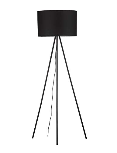 Preisvergleich Produktbild Modernluci Stehlampe Stativ Modern Stehleuchte für das Wohnzimmer, Schlafzimmer Lampe, Zeitnah Standleuchte Skandinavischer Stil mit Textilschirm,ø 45 cm, Höhe:150 cm E27-Fassung Schwarz MEHRWEG