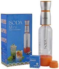 iSoda DrinkMate Mini Hand Held Carbonated Soda Maker, Silver/Orange by iSODA