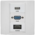 BOXNUBE Multimedia Modular Wall Face Plate with HDMI + VGA + USB Panel Sockets - White