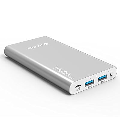 Kinps® Batterie Externe10000mAh Double USB de Secours Chargeur Portable avec LED Power Bank Output Intelligent pour iPhone, iPad et Les Appareils Android(Argent)