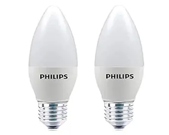 PHILIPS E27 Candle Frosted 400-Lumen Decorative Wall Lights (4W, Pack of 2, Warm White)