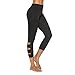 Produktbild OdeJoy Frau Gamaschen Hose Leggings Fitness Sporthosen Hohl Falten Hüfte Sieben Punktehose Yogahosen Jogginghose Elastisch Beiläufig Hosen Enge Hosen Bleistifthosen Geradehosen (Schwarz,S)