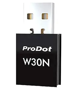 Prodot W30N WiFi Dongle 300 Mbps Mini Wireless Network USB Wi-Fi Adapter for PC Desktop Laptop Supports Windows, MAc OS, Linux ,USB 2.0, Black