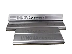 AUTO MOTO Stain Less Steel Silver Color Non-led Footstep Door Sill Plate for Toyota Innova Crysta (Set of 4)