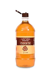 HAYYAN Cold Pressed Virgin Castor Oil - for Healthy Hair , Skin & Cooking - 1 Litre
