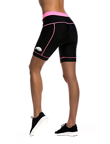 iCreat Damen Fahrradhose Radhose Kurz Radlerhose Radshort Sporthose mit Sitzpolster S/M/L/XL/2XL - 4