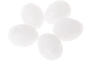 Kalttoy Faux Œufs Blancs Solides en Plastique Œufs Factices Simulation pour Pigeons Course Arrêt des Oiseaux Pondeurs Paquet 5 Jouets pour Perroquets Gris Africain pour Petits Perroquets