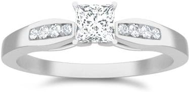 Lustrous Diamond Engagement ring 0.60 Carat Princess Cut Diamond on 10k White Gold