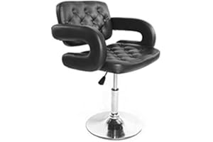 CRIS NAILS SL Cris Nails - sillón Profesional de peluquería, 360º giratoria con Base Fijo de Metal, Asiento Suave y cómodo de Material Piel Negro