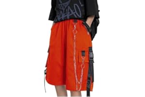 DINGJIUYAN Loose Cargo Shorts with Chain Women Large Pocket Harajuku Short Pants Couple Trendy Summer Hip Hop Goth Shorts