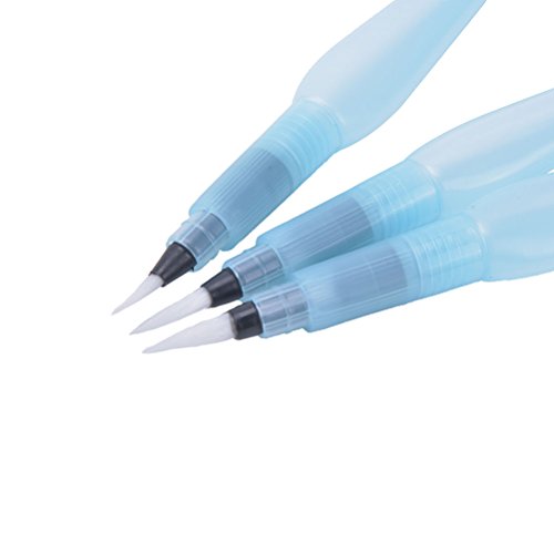 3 Stück/Satz Wasser Pinsel Stift Water Brush Pen Set Kunst Handwerk Werkzeug für Aquarellmalerei Kalligraphie-BLUE - 4