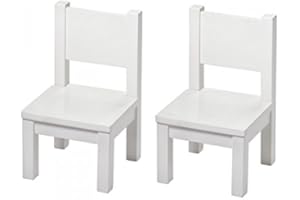 Pioupiou et Merveilles - Lot de 2 chaises - pour Enfant à partir de 12 Mois - Blanc - Fabriqué en Italie - Bois Massif - Résistance - Durabilité - Esthétique - Mobilier Enfant - 16639