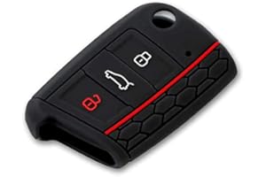 SALPIE Cover Chiave Auto Compatibile con Volkswagen Golf Polo Tiguan 7 MK7 con 3 Tasti - Custodia Chiavi Auto Copri Telecomando - Copertura in Silicone (Nero, Cover)