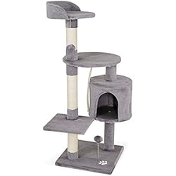 dibea Arbre à chat avec Griffoir et Centre d'Activités - 67 x 55 x 112 cm - Gris clair