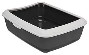 Smarty Pet Cat Litter Tray with Rim Perfect Starter for Toilet Training Your Kitten and Puppies Reduces Odor (Grey)