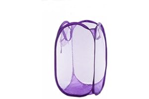 Toysrex Foldable Pop Up Mesh Washing Laundry Basket Bag Bin Hamper Toy Tidy Storage Organiser Organizer (Purple)
