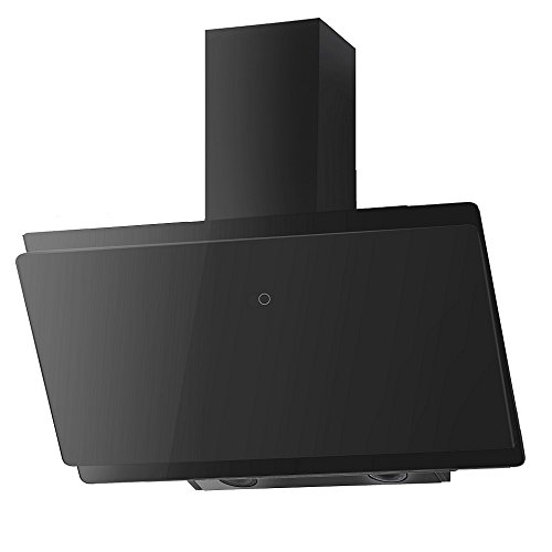 Preisvergleich Produktbild Qualität Kopffreie Dunstabzugshaube * EEK A+ * / Schräg Haube / Diagonal Wandhaube VLANO MIRA 900 BK / 90 cm / schwarz Glas Design / Touch Control / ECO LED / 47 dB (A) / Extra leiser Brushless Motor / Abluft / Umluft / inkl Rückschlagventil, Plastikabluftrohr (ca. 2 m lang) / neue Model (90 cm)