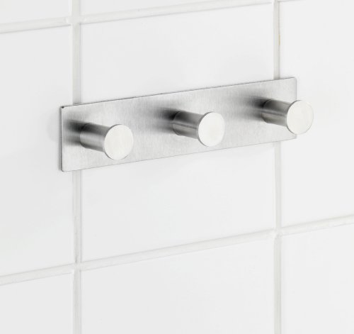 WENKO 4466580100 Hakenleiste Celano Trio – 3 Haken, selbstklebend, Edelstahl rostfrei, 18 x 4 x 3.3 cm, Matt - 4