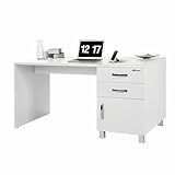 kleiner schreibtisch 60er jahre ABS-Kanten Miami 805702WE Schreibtisch mit 1 Schublade und 1 Tür, Holz, Weiss, 70 x 150 x 74 cm