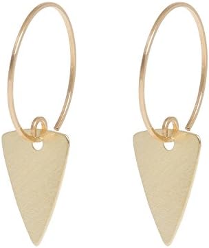 Gold Triangle Earrings By Boe Gold-Plated Silver Hoop Earrings with a Triangle Charm - E429g