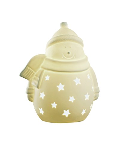 Belleek Living lámpara de muñeco de Nieve con Bufanda, Piedra, Color Blanco